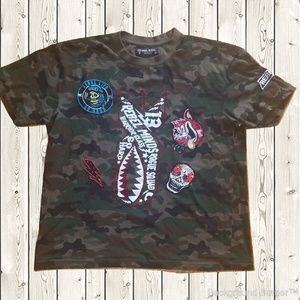 Rebel Minds Camo T-shirt with Patches | Medium